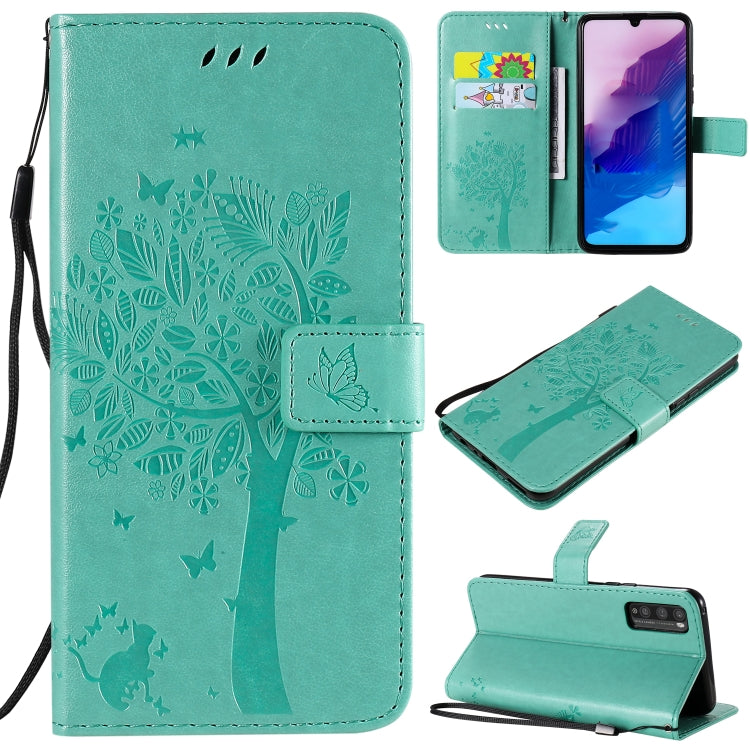 Tree & Cat Embossed Pattern Horizontal Flip Leather Case with Holder & Card Slots & Wallet & Lanyard, For Huawei Enjoy Z 5G, For Huawei Honor X10 5G