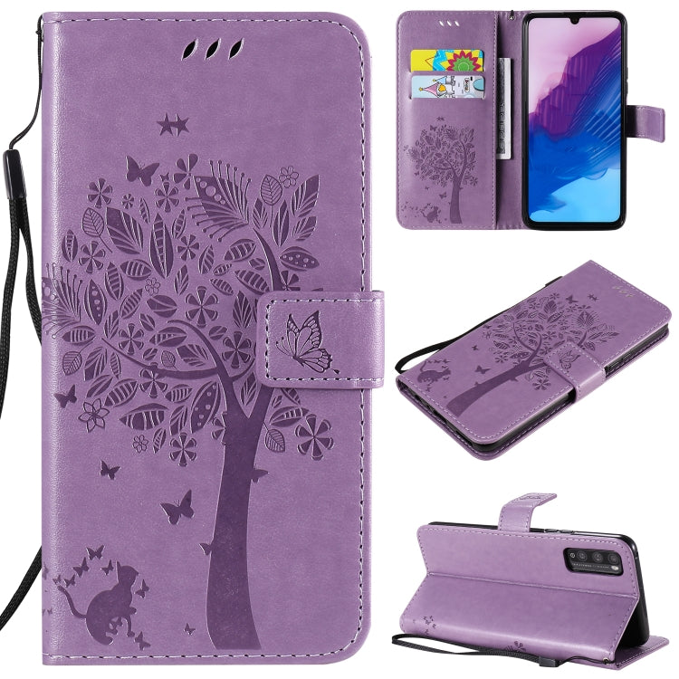 Tree & Cat Embossed Pattern Horizontal Flip Leather Case with Holder & Card Slots & Wallet & Lanyard, For Huawei Enjoy Z 5G, For Huawei Honor X10 5G