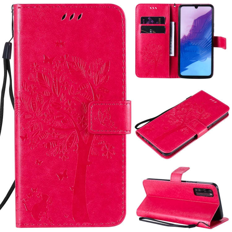 Tree & Cat Embossed Pattern Horizontal Flip Leather Case with Holder & Card Slots & Wallet & Lanyard, For Huawei Enjoy Z 5G, For Huawei Honor X10 5G