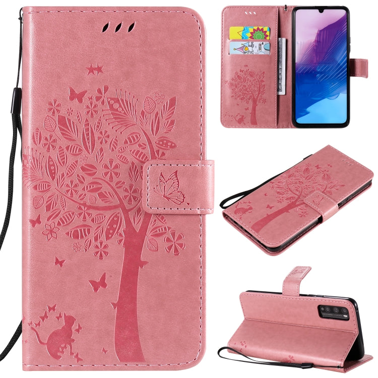 Tree & Cat Embossed Pattern Horizontal Flip Leather Case with Holder & Card Slots & Wallet & Lanyard, For Huawei Enjoy Z 5G, For Huawei Honor X10 5G