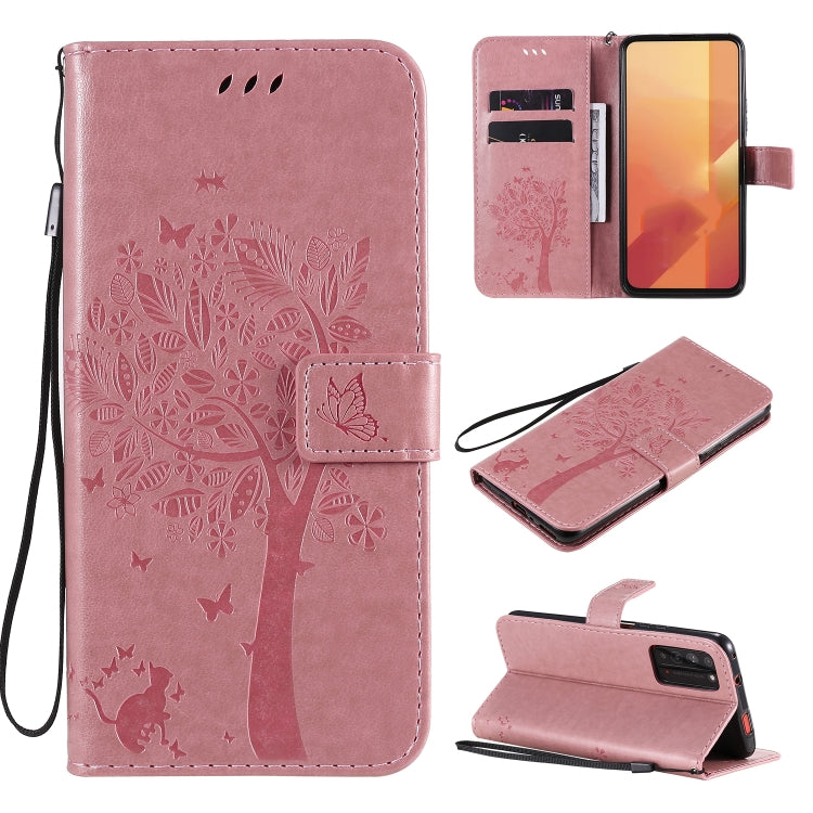 Tree & Cat Embossed Pattern Horizontal Flip Leather Case with Holder & Card Slots & Wallet & Lanyard, For Huawei Enjoy Z 5G, For Huawei Honor X10 5G