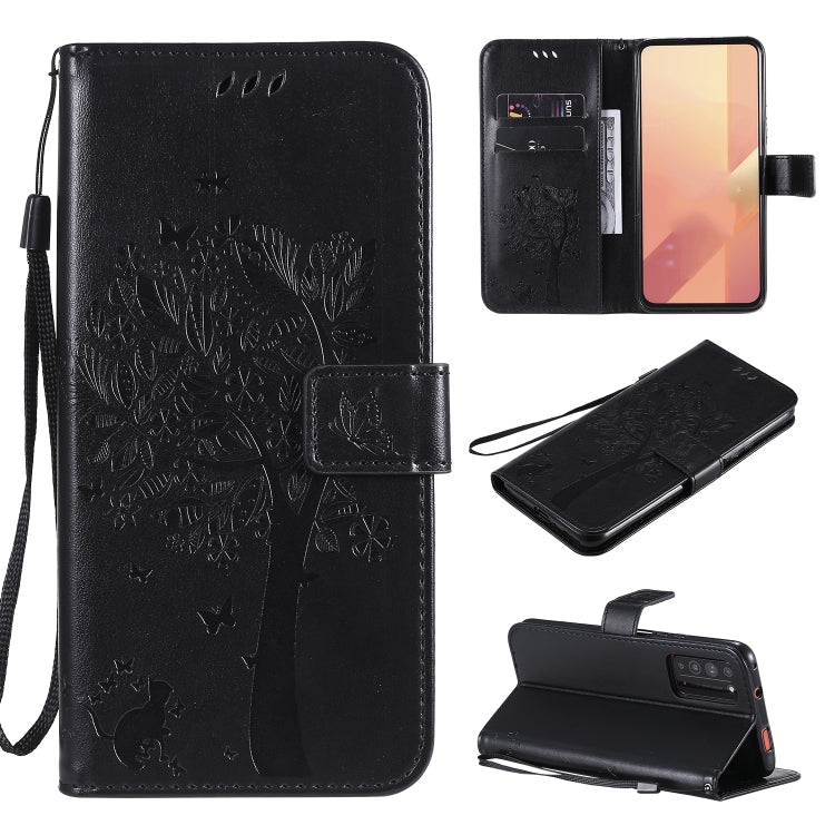 Tree & Cat Embossed Pattern Horizontal Flip Leather Case with Holder & Card Slots & Wallet & Lanyard, For Huawei Enjoy Z 5G, For Huawei Honor X10 5G