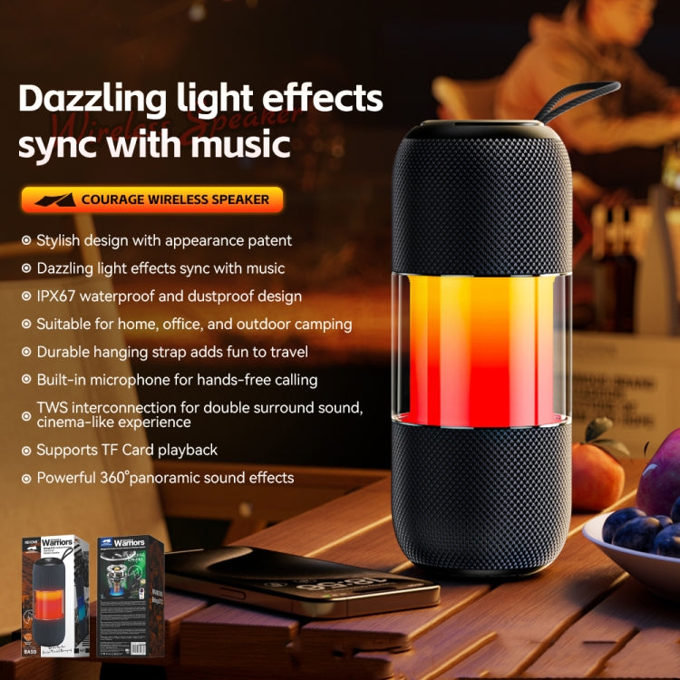 WK Beluga D12 Warrior Outdoor Waterproof Portable Bluetooth Speaker, D12 (Black)