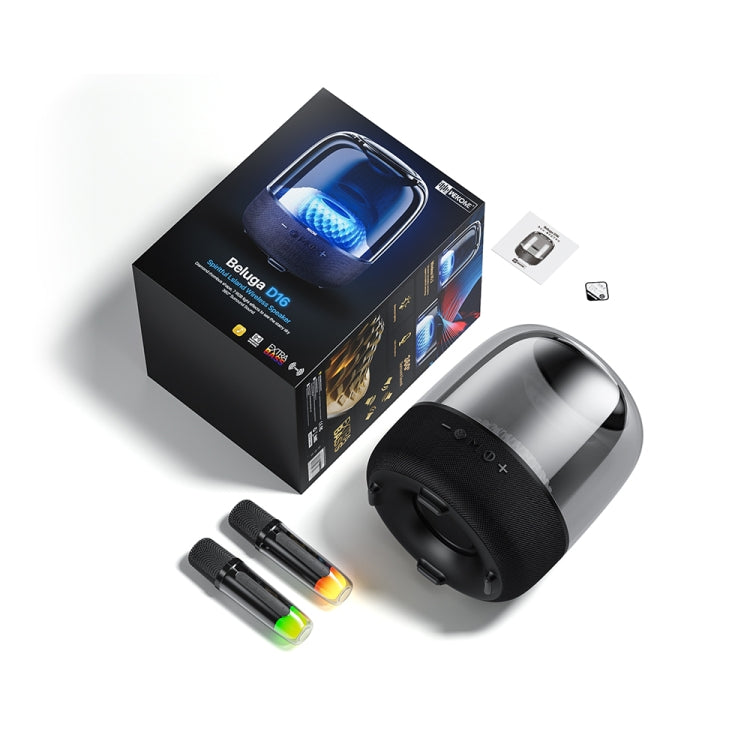 WK Beluga D16 Smart Island Desktop Bluetooth Speaker with Dual Microphones, D16 (Black)