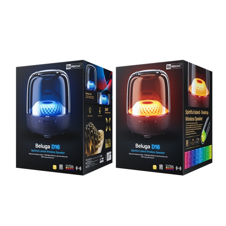 WK Beluga D16 Smart Island Desktop Bluetooth Speaker with Dual Microphones, D16 (Black)