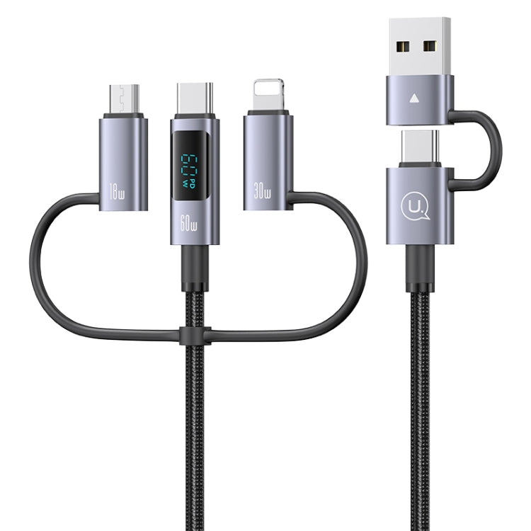 USAMS 60W 6 in 1 Digital Display Fast Charging Cable, 2m, 1.2m
