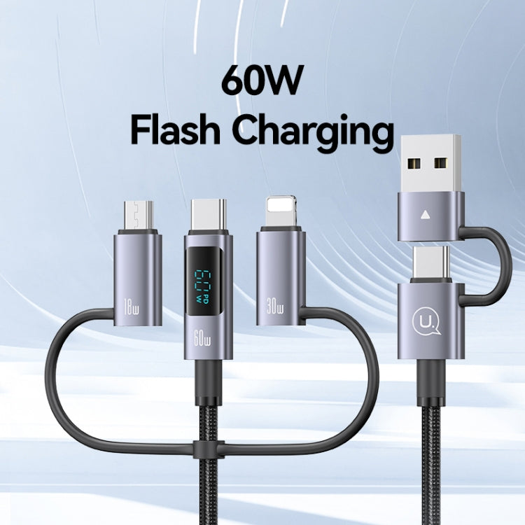 USAMS 60W 6 in 1 Digital Display Fast Charging Cable, 2m, 1.2m