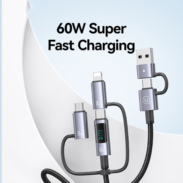 USAMS 60W 6 in 1 Digital Display Fast Charging Cable, 2m, 1.2m
