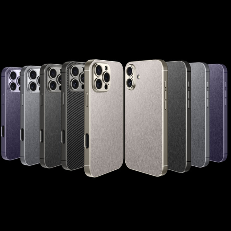 GKK Metal Paint Skin Feel Leather Full Coverage Phone Case, For iPhone 16 Pro Max, For iPhone 16 Pro, For iPhone 16 Plus, For iPhone 16
