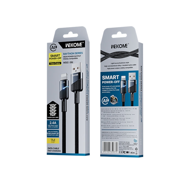WK WDC-36i Intelligent Power-off 1m 2.4A USB to 8 Pin Fast Charging Data Cable, WDC-36i