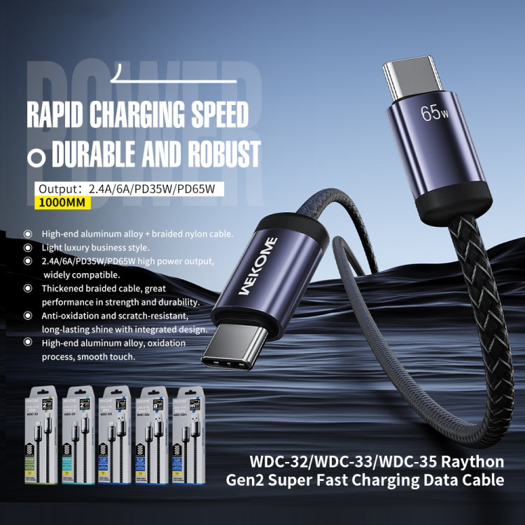 Câble de données de charge rapide WK WDC-33 Raython Gen2 1 m PD35W Type-C vers 8 broches, WDC-33