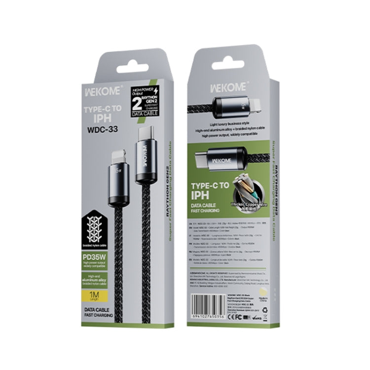 Câble de données de charge rapide WK WDC-33 Raython Gen2 1 m PD35W Type-C vers 8 broches, WDC-33