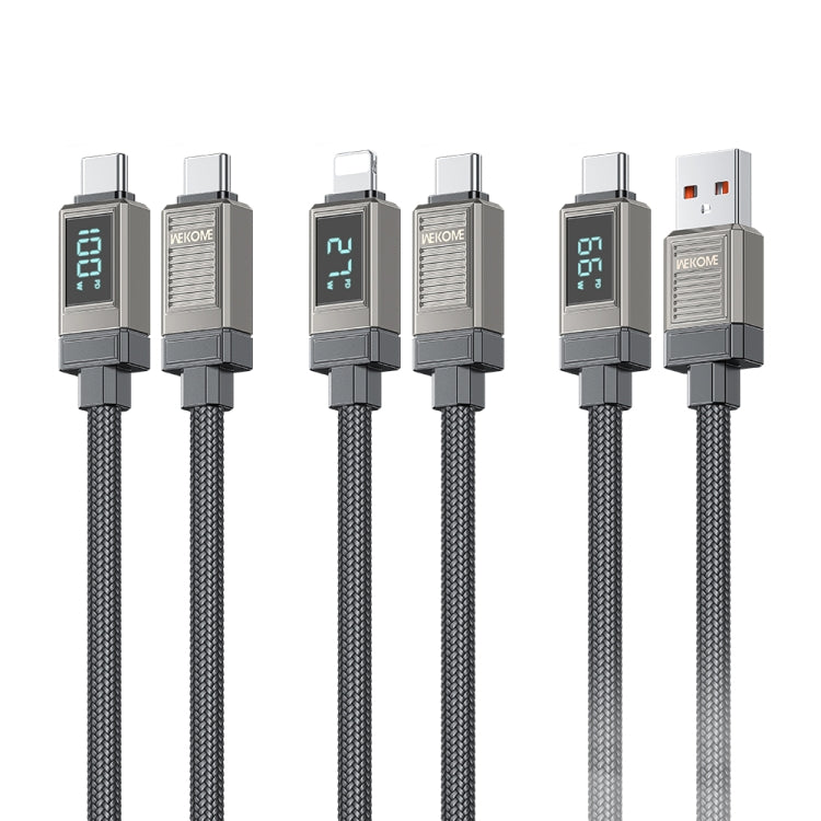 Câble de données de charge rapide WK WDC-40 à affichage numérique intelligent 1,2 m PD27W Type-C vers 8 broches, WDC-40