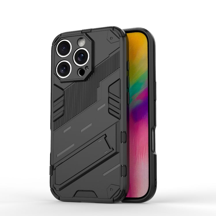 Punk Armor 2 in 1 PC + TPU Phone Case with Holder, For iPhone 16 Pro Max, For iPhone 16 Pro, For iPhone 16 Plus