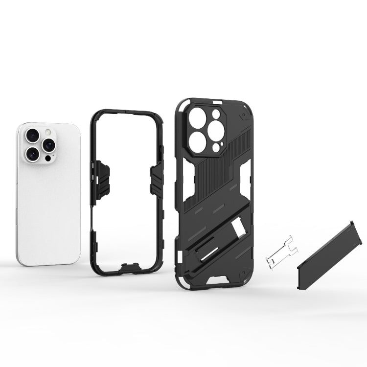 Punk Armor 2 in 1 PC + TPU Phone Case with Holder, For iPhone 16 Pro Max, For iPhone 16 Pro, For iPhone 16 Plus