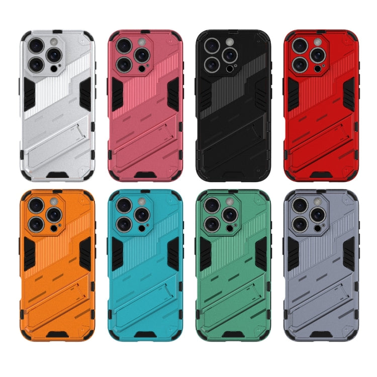 Punk Armor 2 in 1 PC + TPU Phone Case with Holder, For iPhone 16 Pro Max, For iPhone 16 Pro, For iPhone 16 Plus