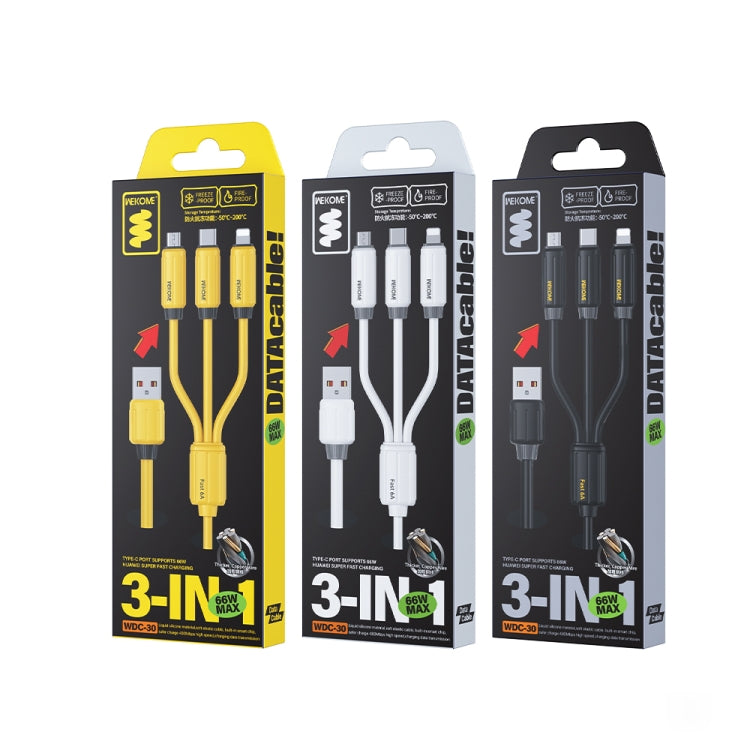 Câble de données et de charge rapide USB vers Micro USB 8 broches / Type-C / USB 66 W WK WDC-30 en silicone élastique de 1,2 m, WDC-30