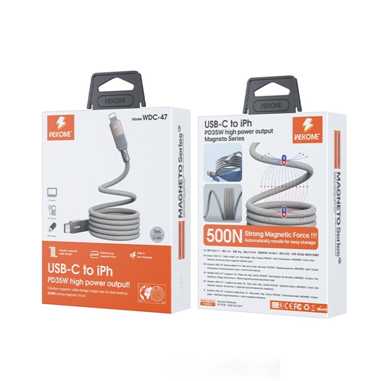 Câble de données magnétique à charge rapide WK WDC-47 Magneto Series 1 m PD35W Type-C vers 8 broches, WDC-47