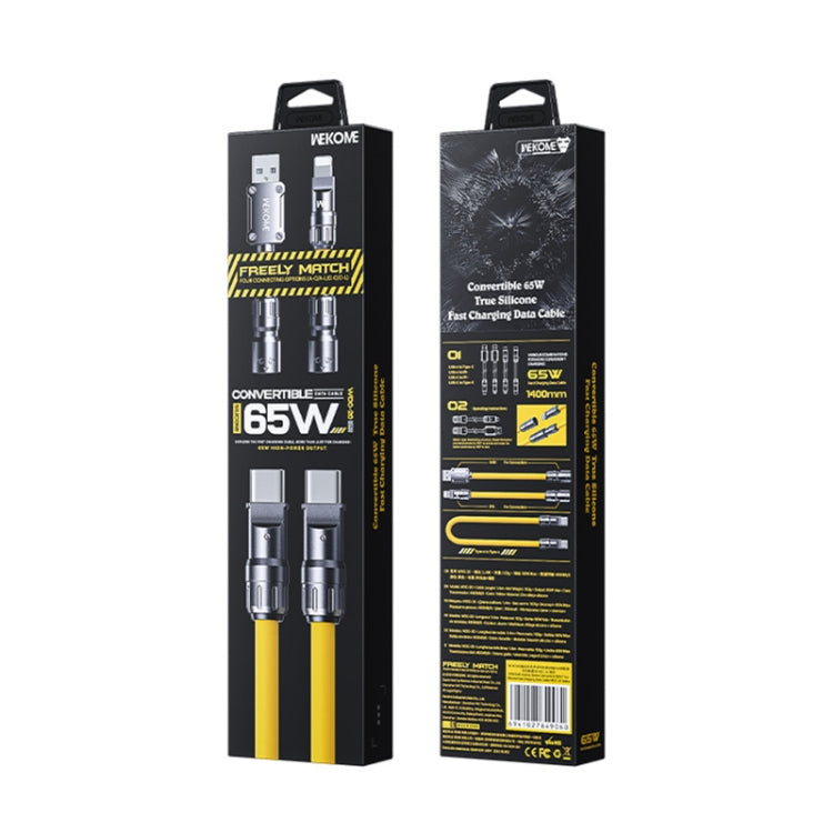 Câble de données et de charge rapide 4 en 1 WK WDC-20 Mecha Series en silicone, 1,4 m, 65 W, WDC-20