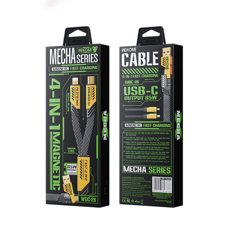 Câble de données magnétique de charge rapide USB/Type-C vers Type-C/8 broches WK WDC-26 (1,2 m, 65 W)