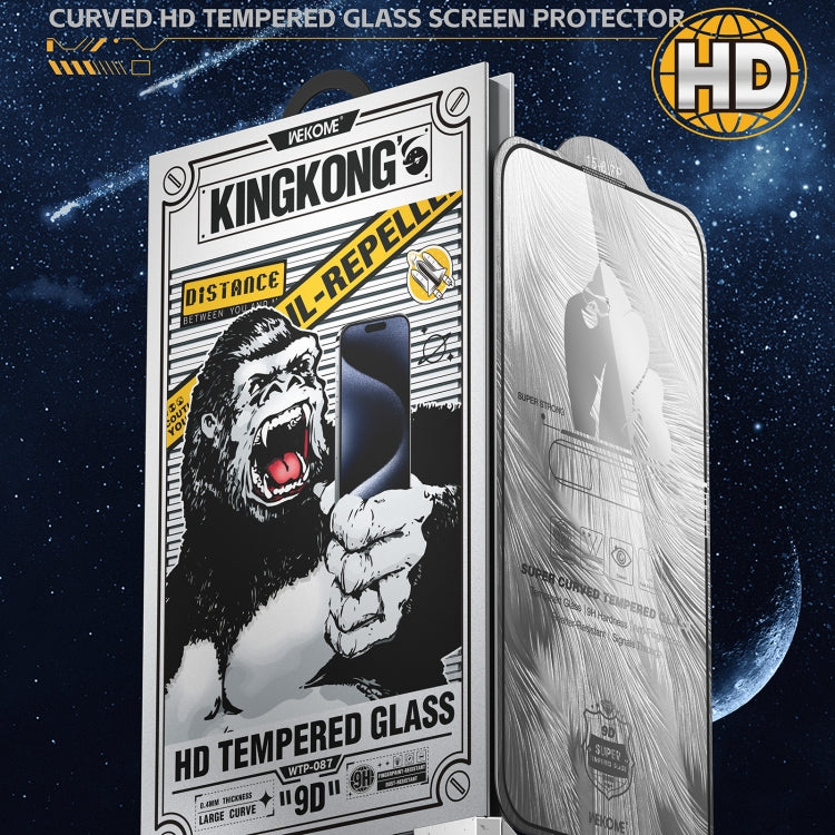 WK WTP-087 Space King Kong 9D Curved HD Tempered Glass Screen Protector, For iPhone 16 Pro Max, For iPhone 16 Pro, For iPhone 16 Plus / 15 Plus, For iPhone 16 / 15