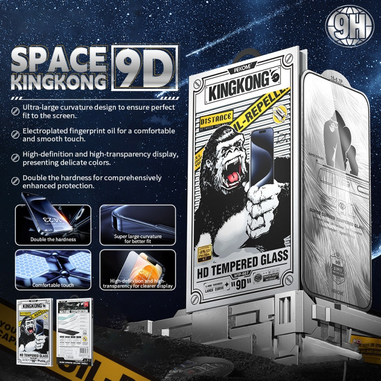 WK WTP-087 Space King Kong 9D Curved HD Tempered Glass Screen Protector, For iPhone 16 Pro Max, For iPhone 16 Pro, For iPhone 16 Plus / 15 Plus, For iPhone 16 / 15