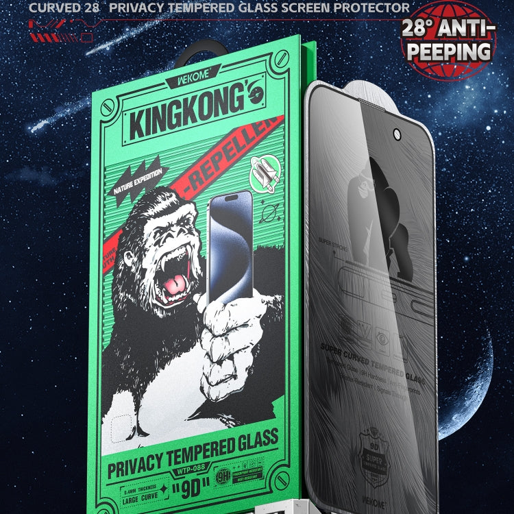WK WTP-088 Space King Kong 9D Curved 28 Degree Privacy Tempered Glass Film, For iPhone 16 Pro Max, For iPhone 16 Pro, For iPhone 16 Plus / 15 Plus, For iPhone 16 / 15