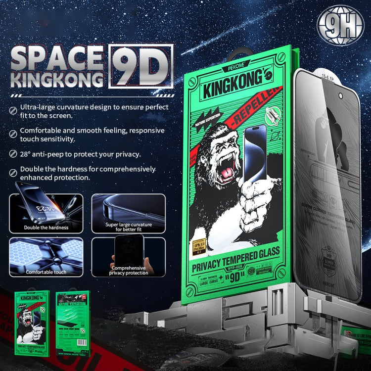 WK WTP-088 Space King Kong 9D Curved 28 Degree Privacy Tempered Glass Film, For iPhone 16 Pro Max, For iPhone 16 Pro, For iPhone 16 Plus / 15 Plus, For iPhone 16 / 15