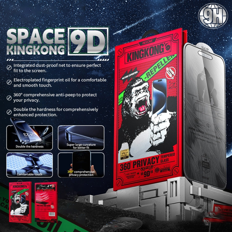 WK WTP-089 Space King Kong 9D Curved 360 Degree Privacy Tempered Glass Film, For iPhone 16 Pro Max, For iPhone 16 Pro, For iPhone 16 Plus / 15 Plus, For iPhone 16 / 15