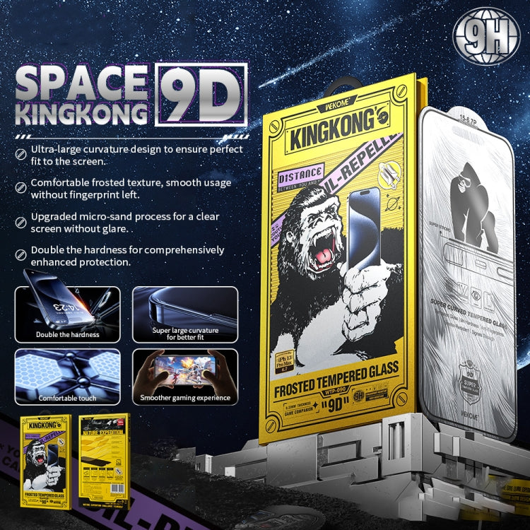 WK WTP-090 Space King Kong 9D Curved Frosted Tempered Glass Film, For iPhone 16 Pro Max, For iPhone 16 Pro, For iPhone 16 Plus / 15 Plus, For iPhone 16 / 15