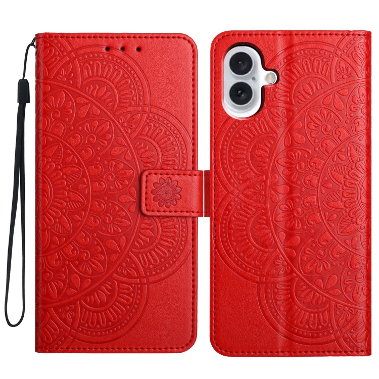 Flower Embossed Leather Phone Case, For iPhone 16 Pro, For iPhone 16 Plus, For iPhone 16