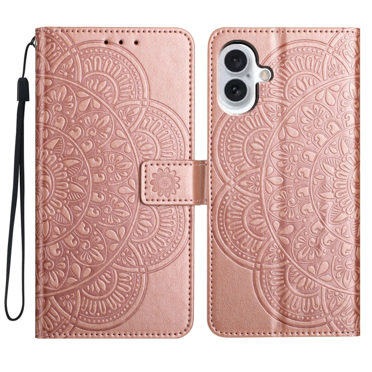 Flower Embossed Leather Phone Case, For iPhone 16 Pro, For iPhone 16 Plus, For iPhone 16