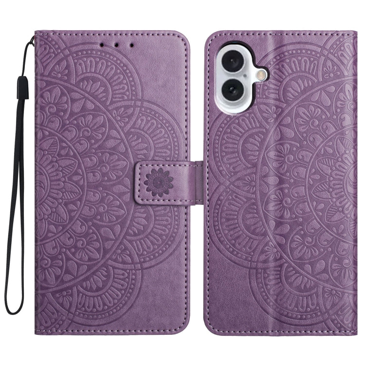 Flower Embossed Leather Phone Case, For iPhone 16 Pro, For iPhone 16 Plus, For iPhone 16