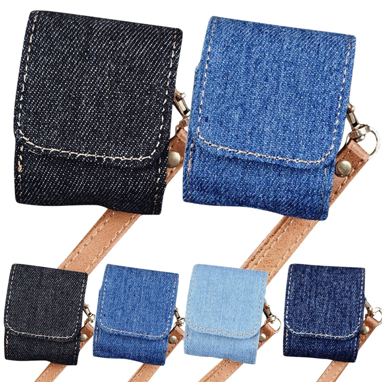 Cowboy Fabric Texture PU Headset Protective Bag, For AirPods 1 / 2