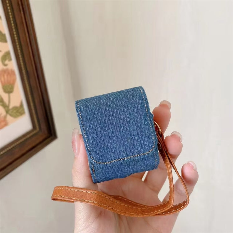 Cowboy Fabric Texture PU Headset Protective Bag, For AirPods 1 / 2