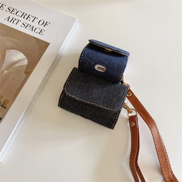 Cowboy Fabric Texture PU Headset Protective Bag, For AirPods 1 / 2