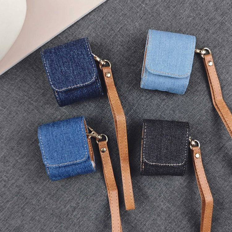 Cowboy Fabric Texture PU Headset Protective Bag, For AirPods 1 / 2