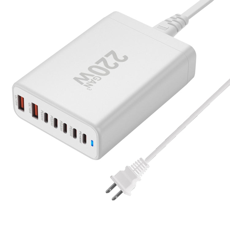 5C2A-220W GaN 220W USB x 2, USB-C / Type-C x 5 Fast Charger, US Plug, UK Plug, AU Plug, EU Plug