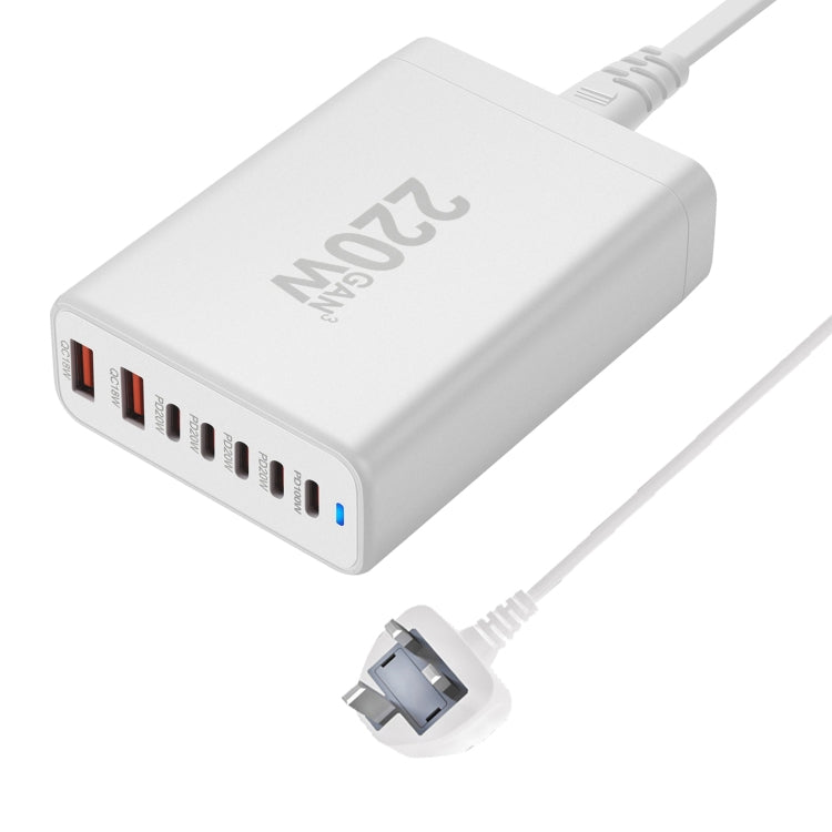 5C2A-220W GaN 220W USB x 2, USB-C / Type-C x 5 Fast Charger, US Plug, UK Plug, AU Plug, EU Plug