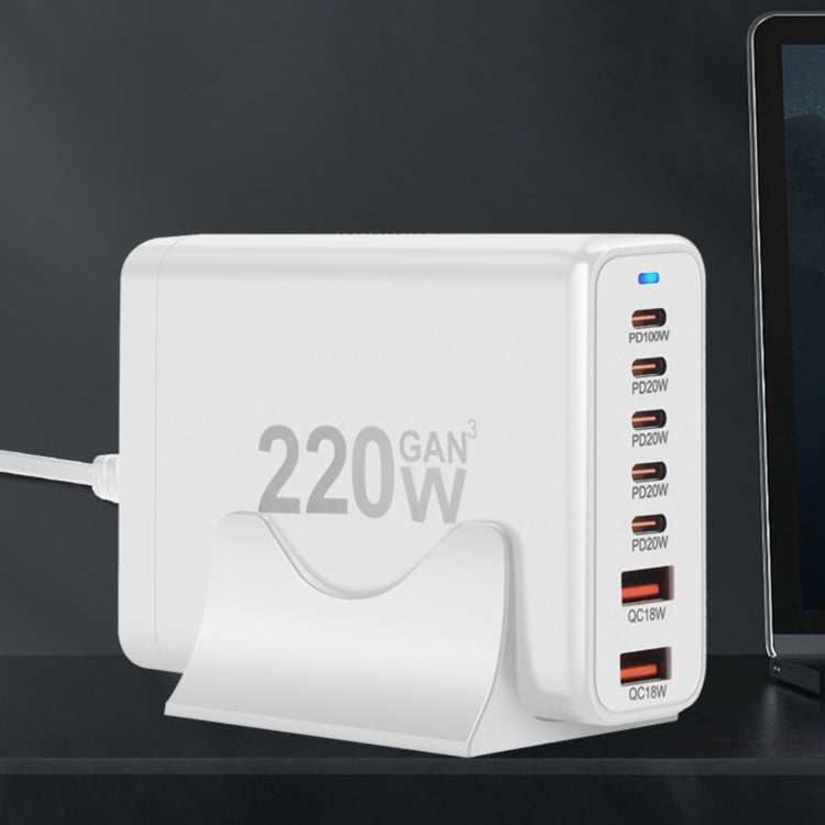 5C2A-220W GaN 220W USB x 2, USB-C / Type-C x 5 Fast Charger, US Plug, UK Plug, AU Plug, EU Plug