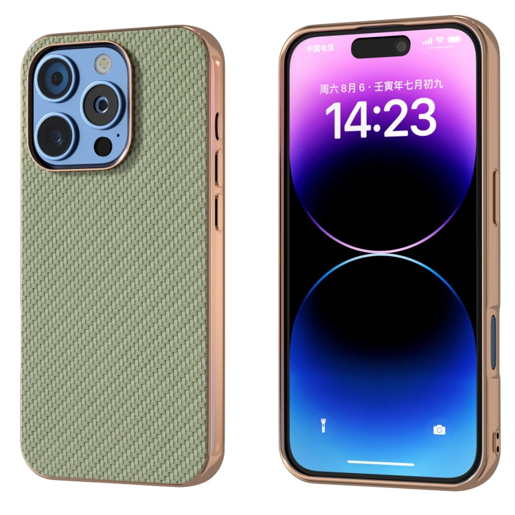 Nano Electroplating Carbon Fiber Texture Phone Case, For iPhone 16 Pro Max, For iPhone 16 Pro, For iPhone 16 Plus