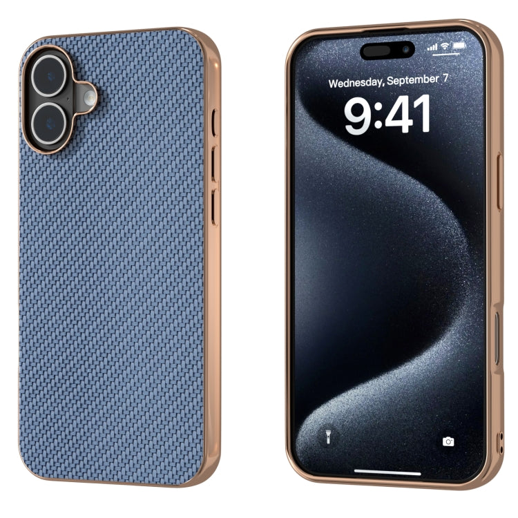 Nano Electroplating Carbon Fiber Texture Phone Case, For iPhone 16 Pro Max, For iPhone 16 Pro, For iPhone 16 Plus