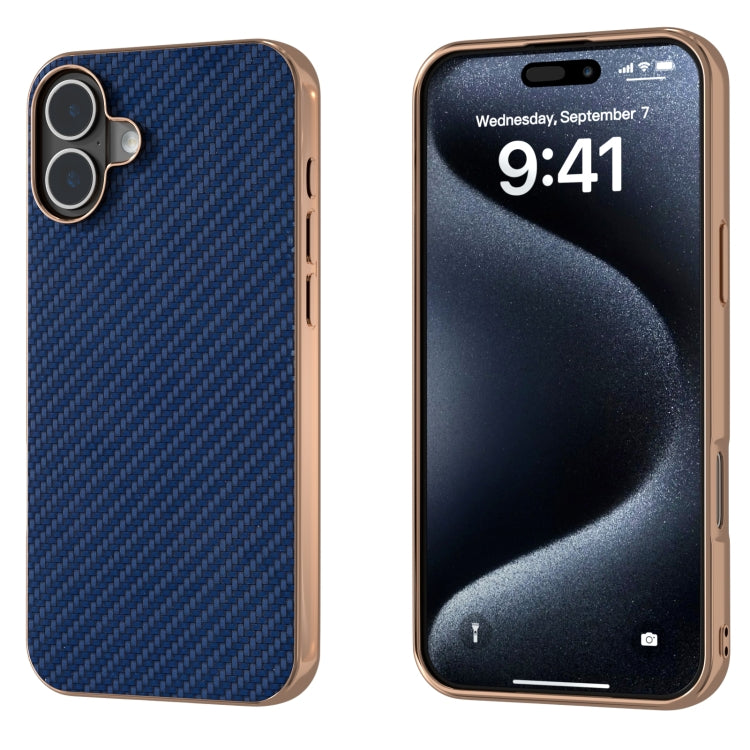 Nano Electroplating Carbon Fiber Texture Phone Case, For iPhone 16 Pro Max, For iPhone 16 Pro, For iPhone 16 Plus