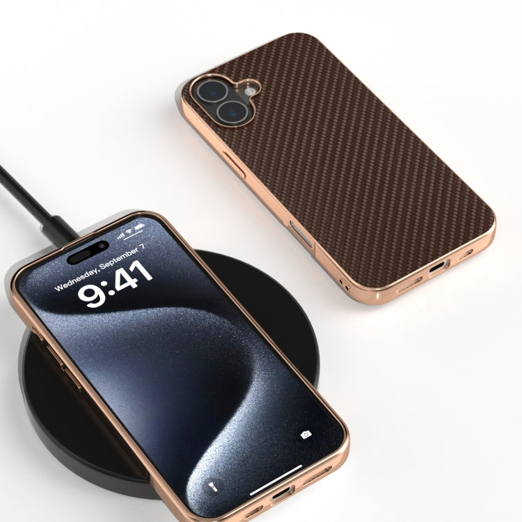 Nano Electroplating Carbon Fiber Texture Phone Case, For iPhone 16