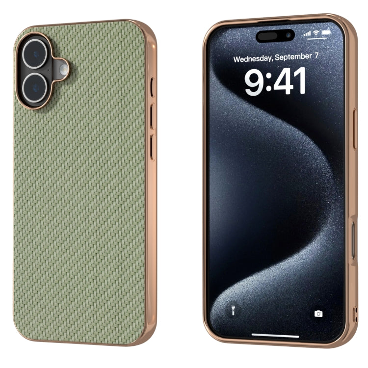Nano Electroplating Carbon Fiber Texture Phone Case, For iPhone 16