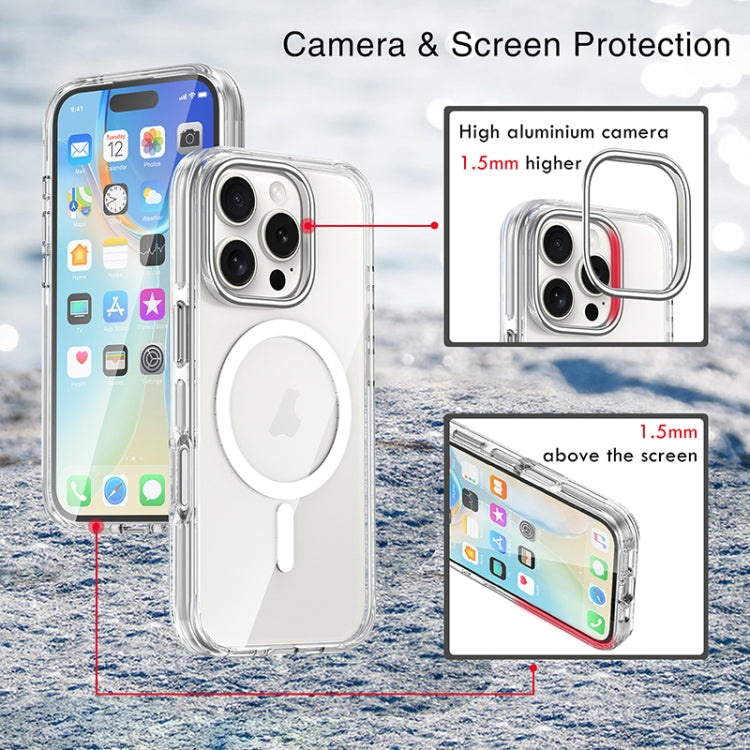 Metal Buttons MagSafe Magnetic PC Hybrid TPU Phone Case, For iPhone 16 Pro Max, For iPhone 16 Pro, For iPhone 16 Plus, For iPhone 16