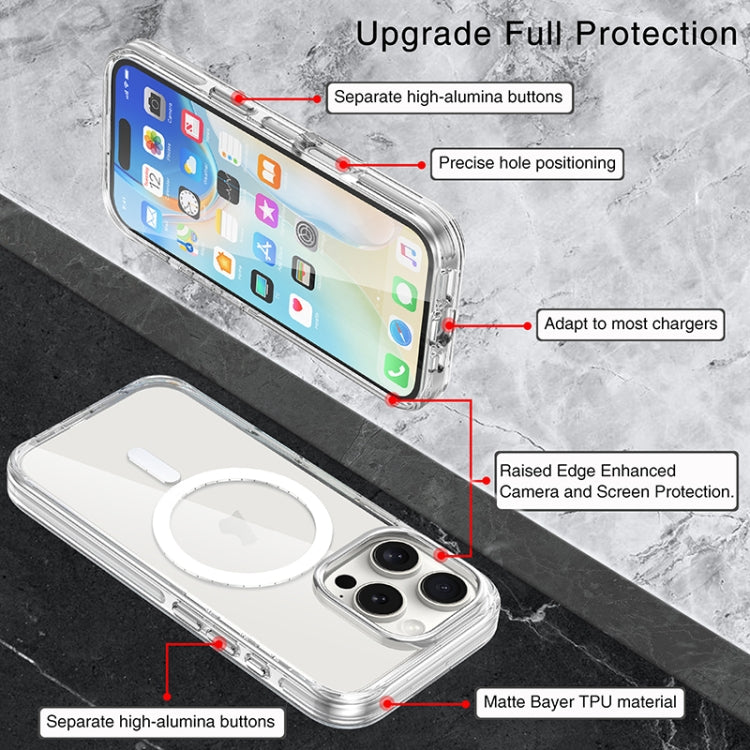 Metal Buttons MagSafe Magnetic PC Hybrid TPU Phone Case, For iPhone 16 Pro Max, For iPhone 16 Pro, For iPhone 16 Plus, For iPhone 16
