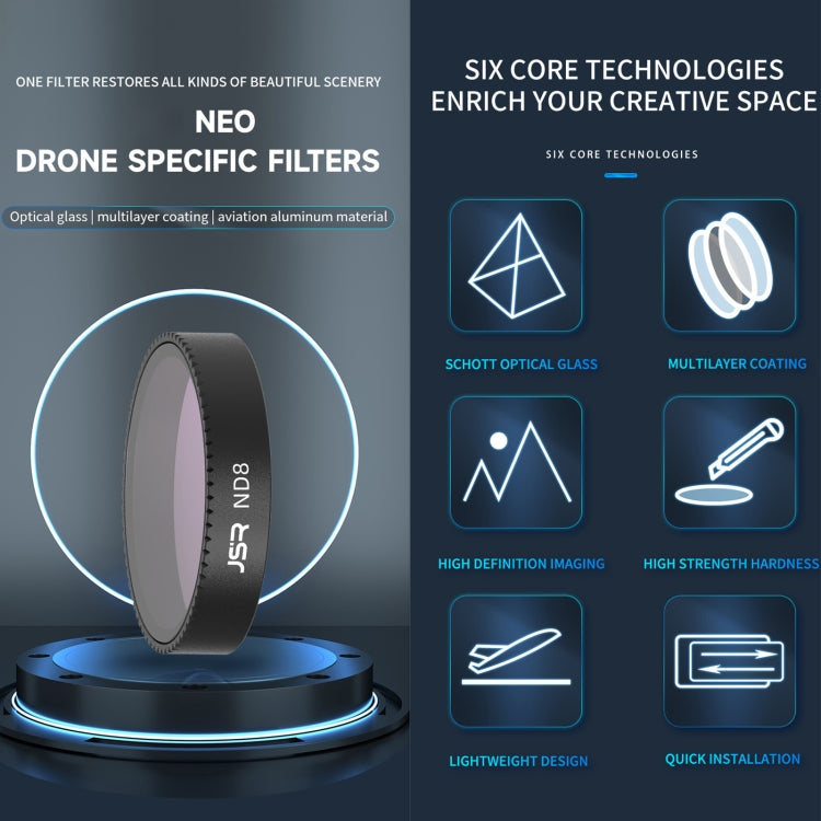 For DJI Neo JSR KB Series Drone Lens Filter, MCUV, CPL, ND8, ND16, ND32, ND64, ND8PL, ND16PL, ND32PL, ND64PL, NIGHT, STAR, Black Mist 1/4, Streak Drawing Blue, 3 in 1 CPL ND8/16, 4 in 1 CPL ND8 Brushed Black Mist, 4 in 1 ND8-64, 6 in 1 ND8-64 CPL STAR�...