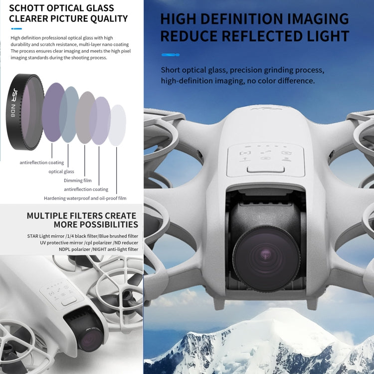 For DJI Neo JSR KB Series Drone Lens Filter, MCUV, CPL, ND8, ND16, ND32, ND64, ND8PL, ND16PL, ND32PL, ND64PL, NIGHT, STAR, Black Mist 1/4, Streak Drawing Blue, 3 in 1 CPL ND8/16, 4 in 1 CPL ND8 Brushed Black Mist, 4 in 1 ND8-64, 6 in 1 ND8-64 CPL STAR�...