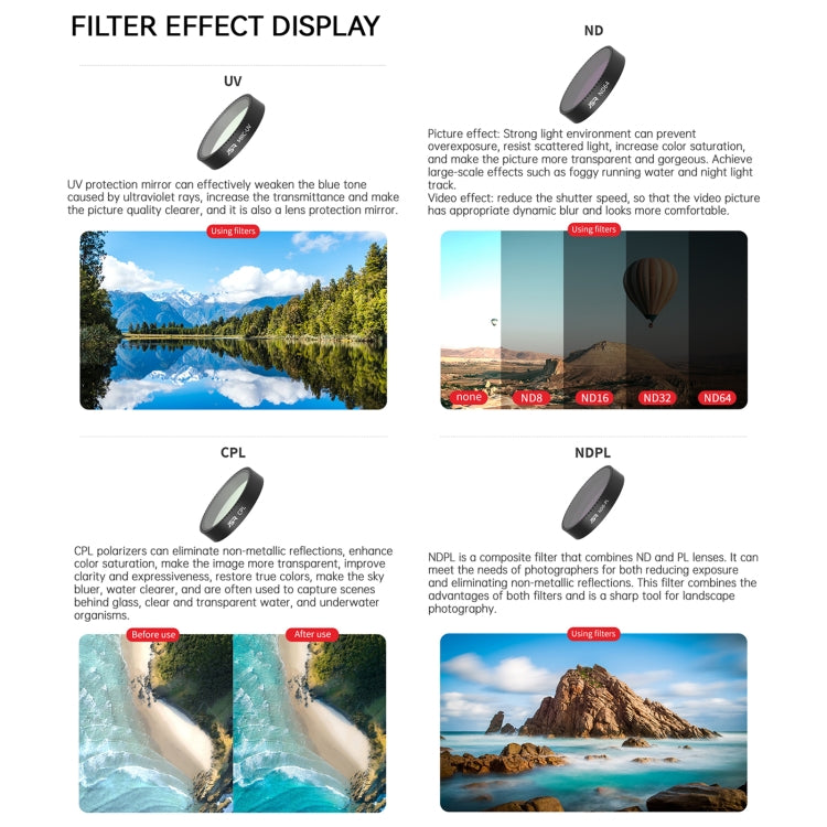 For DJI Neo JSR KB Series Drone Lens Filter, MCUV, CPL, ND8, ND16, ND32, ND64, ND8PL, ND16PL, ND32PL, ND64PL, NIGHT, STAR, Black Mist 1/4, Streak Drawing Blue, 3 in 1 CPL ND8/16, 4 in 1 CPL ND8 Brushed Black Mist, 4 in 1 ND8-64, 6 in 1 ND8-64 CPL STAR�...
